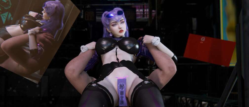 【3D同人视频/全动态/VAM】美艳黑丝伊芙琳被我后入抱超中出【1V+350M】